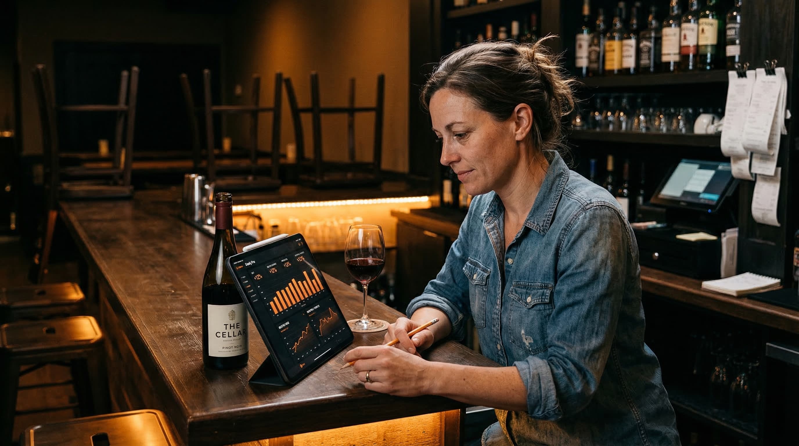 Business owner reviewing analytics